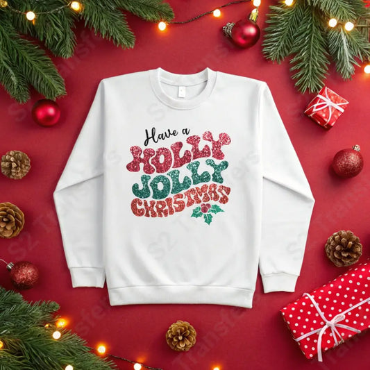 Have A Holly Jolly Christmas Faux Sequins - DTF Transfer DTF Transfer