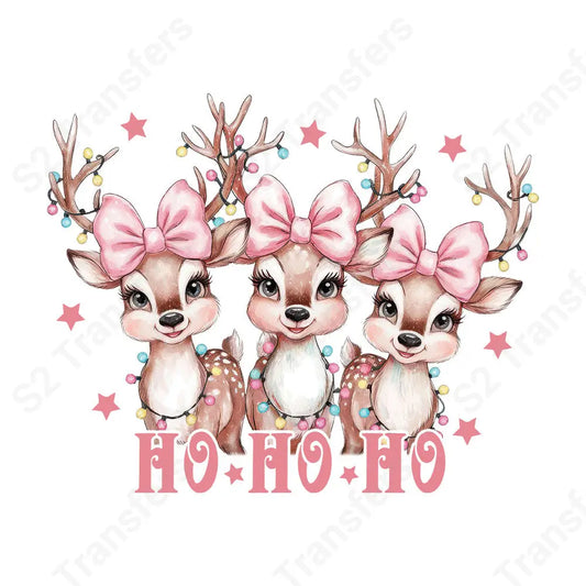 Ho Ho Ho Pink Reindeer - DTF Transfer DTF Transfer
