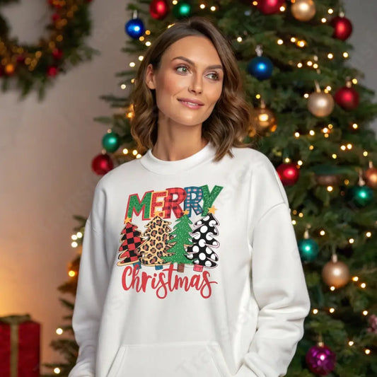 Merry Christmas Festive Trees Design - DTF Transfer DTF Transfer