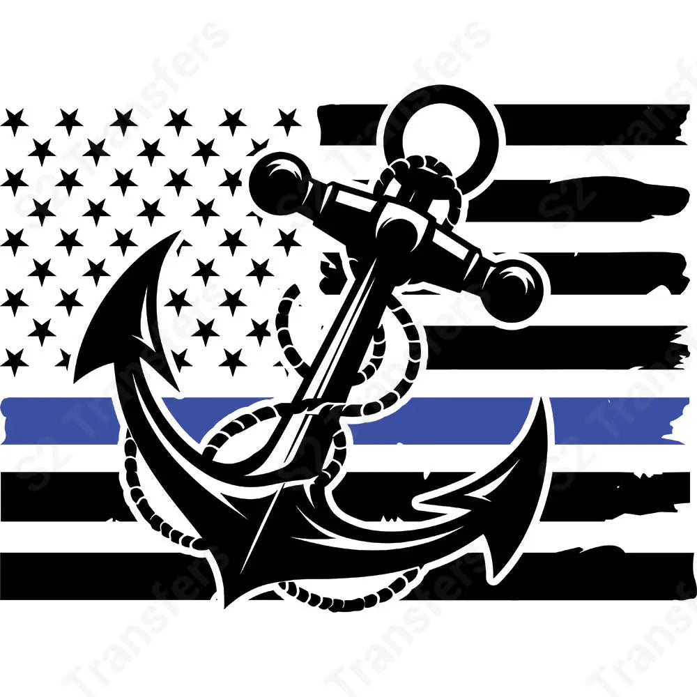 Navy Anchor Flag - DTF Transfer DTF Transfer