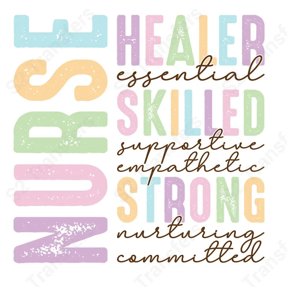 Nurse Pastel Word Art - DTF Transfer DTF Transfer