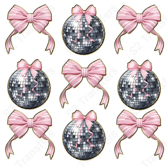 Pink Bow And Disco Ball - DTF Transfer DTF Transfer