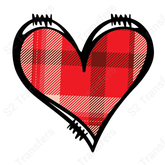 Plaid Red Heart Design - DTF Transfer DTF Transfer