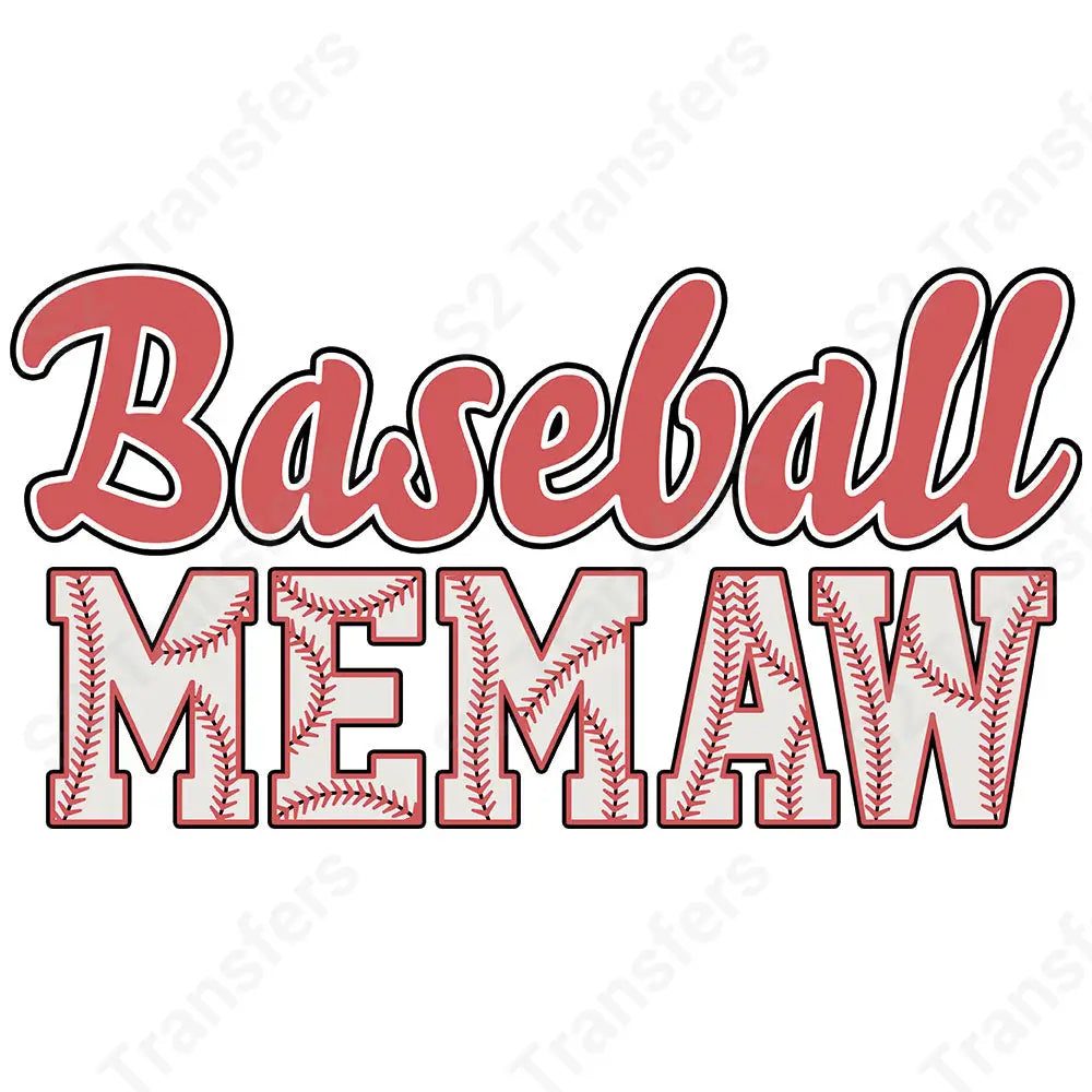 Retro Baseball Memaw - DTF Transfer DTF Transfer