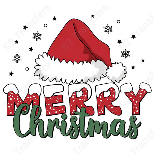 Santa Hat Merry Christmas - DTF Transfer DTF Transfer