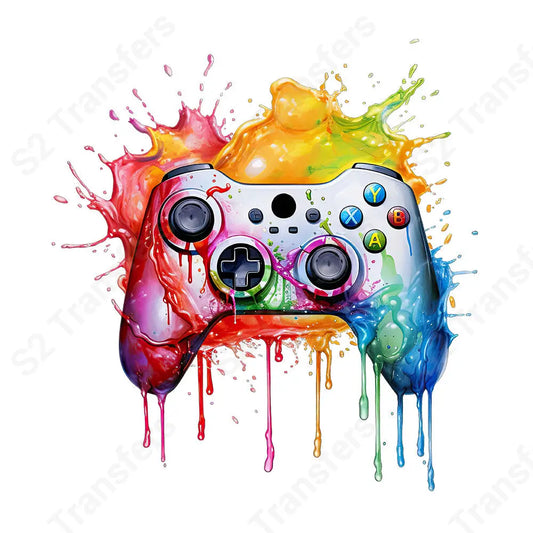 Splatter Paint Gaming Controller 9 - DTF Transfer DTF Transfer