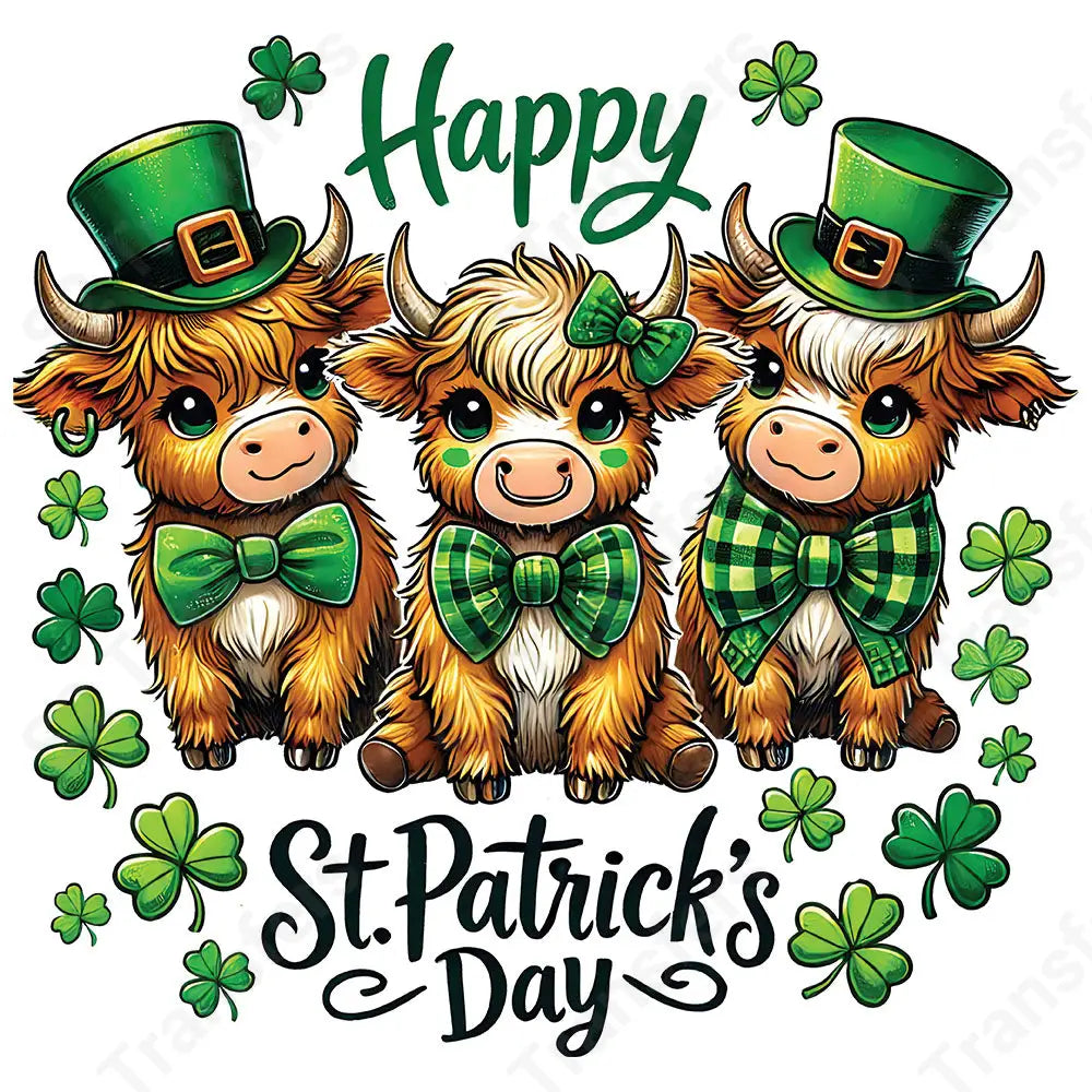 St.Patrick’s Day Highland Cows - DTF Transfer DTF Transfer
