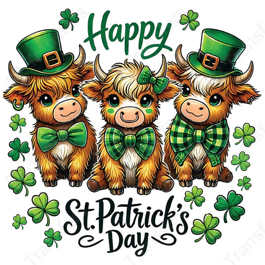 St.Patrick’s Day Highland Cows - DTF Transfer DTF Transfer