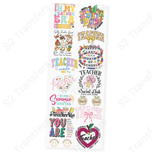 Teacher Vibes Premade DTF Transfer Gangsheet - 22’’ x 60’’ Premade DTF Gang Sheet