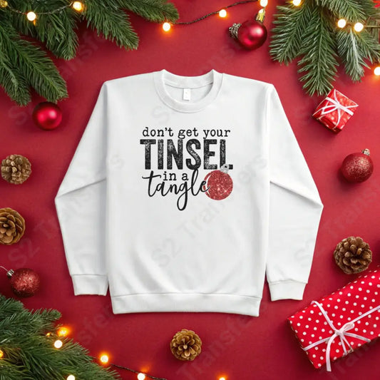 Tinsel In A Tangle Red - DTF Transfer DTF Transfer