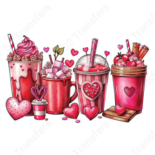 Valentine’s Day Coffee Drinks - DTF Transfer DTF Transfer