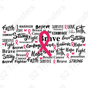 16 Oz Breast Cancer Awareness Words Cup Wrap