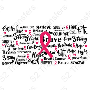 16 Oz Breast Cancer Awareness Words Cup Wrap