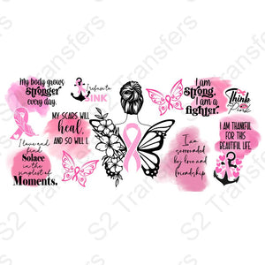 16 Oz Breast Cancer Butterfly Cup Wrap