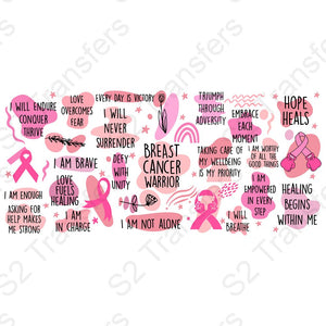 16 Oz Breast Cancer Warrior Affirmations Cup Wrap