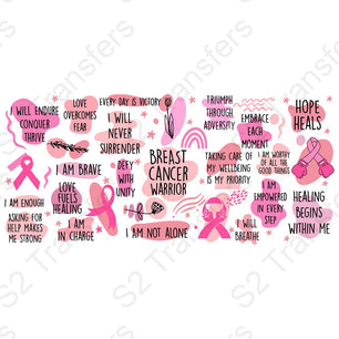 16 Oz Breast Cancer Warrior Affirmations Cup Wrap