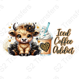 16 Oz Iced Coffee Addict Cheetah Highland Cup Wrap