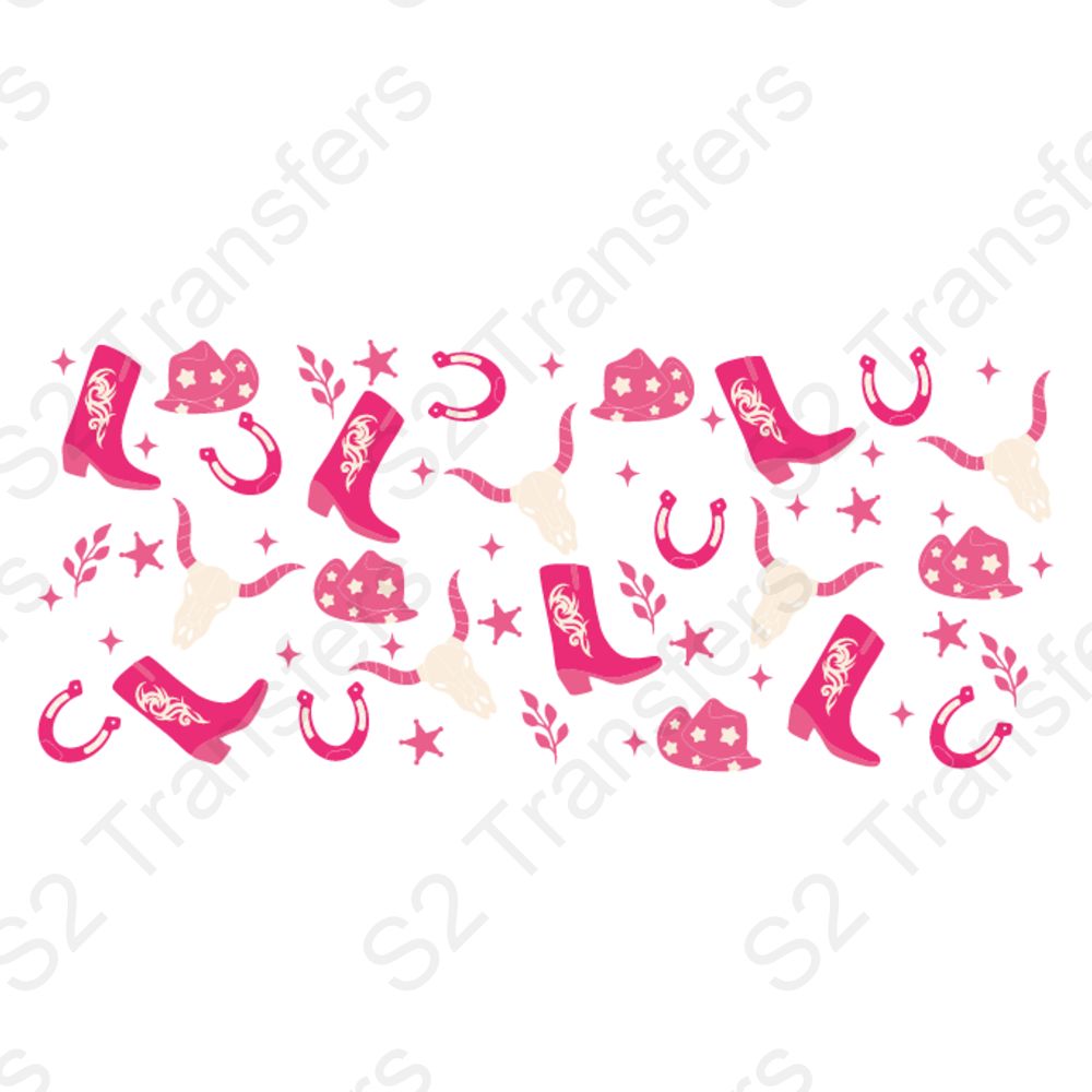 16 Oz Pink Western Symbols Cup Wrap