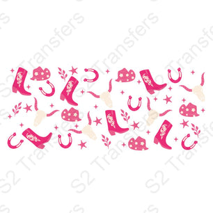 16 Oz Pink Western Symbols Cup Wrap