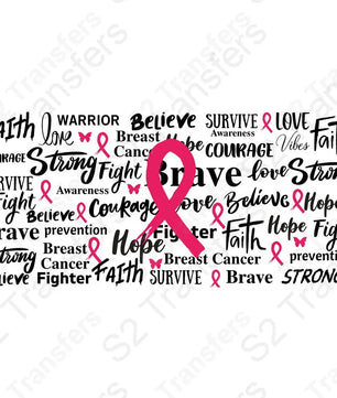 16 Oz Breast Cancer Awareness Words Cup Wrap