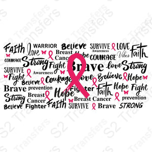 16 Oz Breast Cancer Awareness Words Cup Wrap