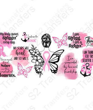 16 Oz Breast Cancer Butterfly Cup Wrap