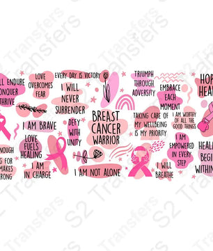 16 Oz Breast Cancer Warrior Affirmations Cup Wrap