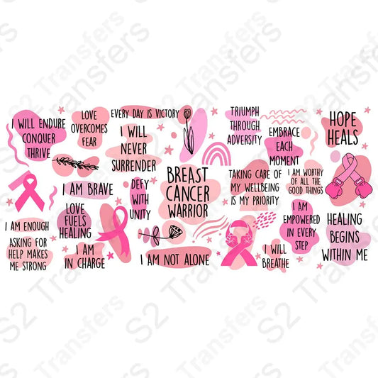 16 Oz Breast Cancer Warrior Affirmations Cup Wrap