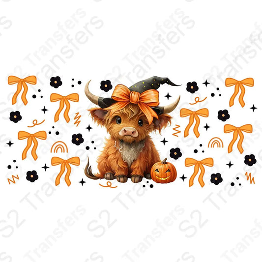 16 Oz Highland Cow Halloween Coquette Cup Wrap