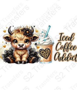 16 Oz Iced Coffee Addict Cheetah Highland Cup Wrap