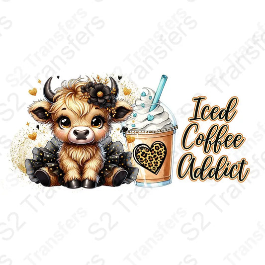 16 Oz Iced Coffee Addict Cheetah Highland Cup Wrap