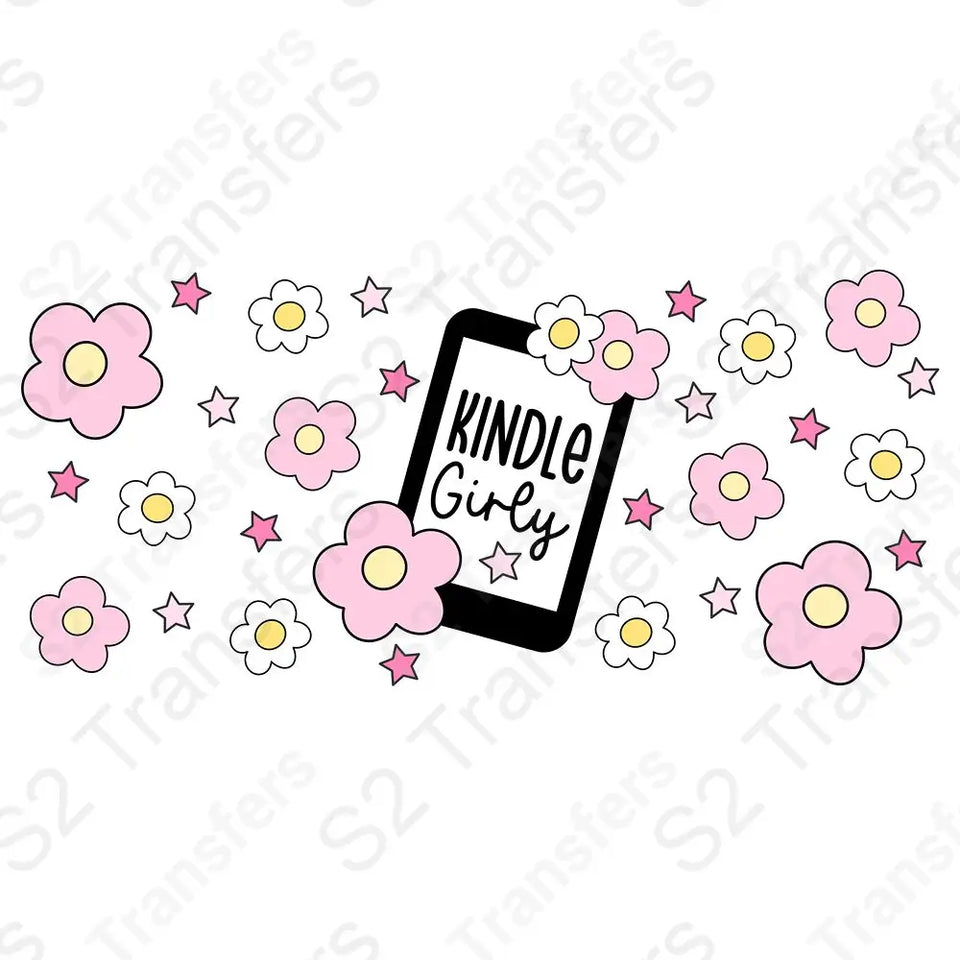 16 Oz Kindle Girly Cup Wrap - UV DTF Transfer