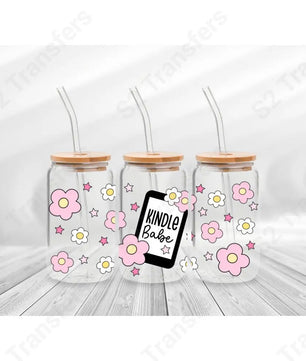 16 Oz Kindle Girly Cup Wrap - UV DTF Transfer UV DTF Cup Wrap