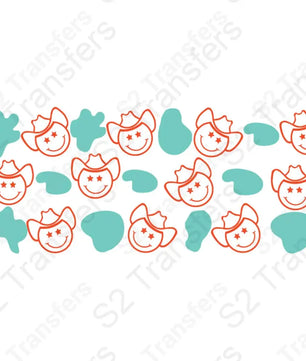 16 Oz Orange Cowboy Smiley Cup Wrap