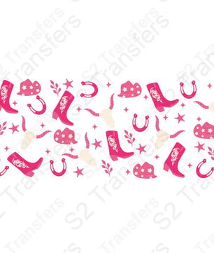 16 Oz Pink Western Symbols Cup Wrap