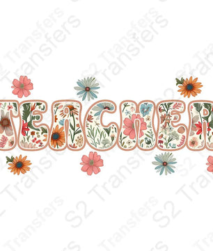 16 Oz Retro Teacher Floral Cup Wrap