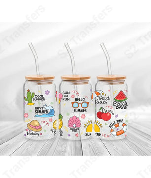 16 Oz Summer Vibes Cup Wrap - UV DTF Transfer UV DTF Cup Wrap
