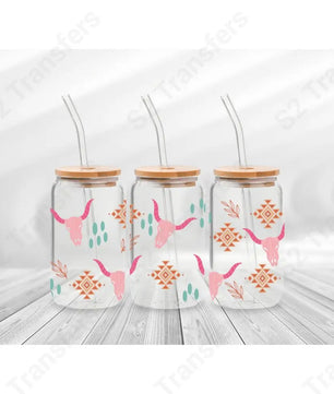 16 Oz Western Aztec Pattern Cup Wrap - UV DTF Transfer UV DTF Cup Wrap