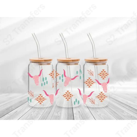 16 Oz Western Aztec Pattern Cup Wrap - UV DTF Transfer UV DTF Cup Wrap