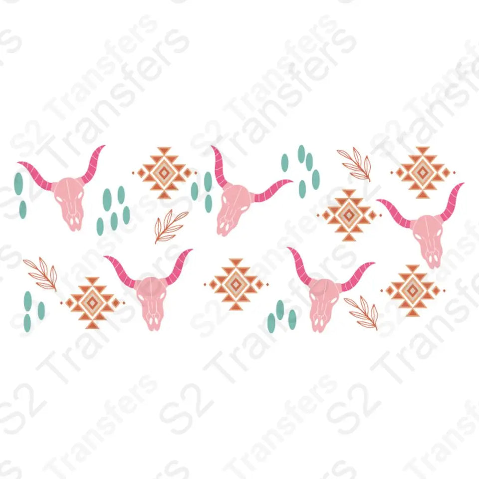 16 Oz Western Aztec Pattern Cup Wrap - UV DTF Transfer