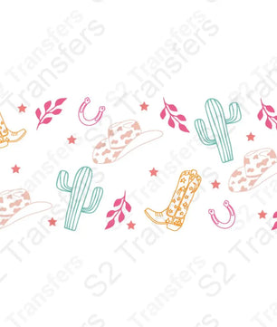 16 Oz Western Coloful Symbols Cup Wrap