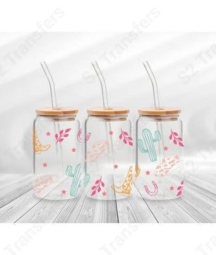 16 Oz Western Coloful Symbols Cup Wrap - UV DTF Transfer UV DTF Cup Wrap