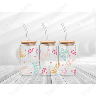 16 Oz Western Coloful Symbols Cup Wrap - UV DTF Transfer UV DTF Cup Wrap