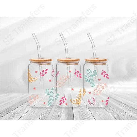 16 Oz Western Coloful Symbols Cup Wrap - UV DTF Transfer UV DTF Cup Wrap