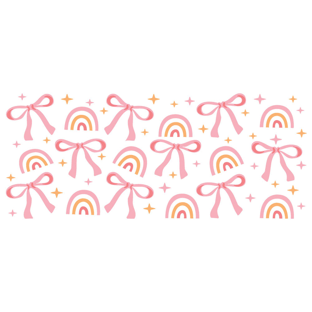 16 Oz Bows And Rainbows Cup Wrap - UV DTF Transfer
