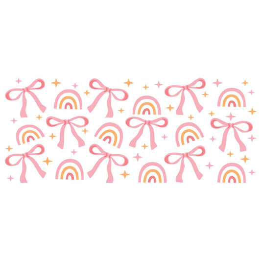 16 Oz Bows And Rainbows Cup Wrap - UV DTF Transfer