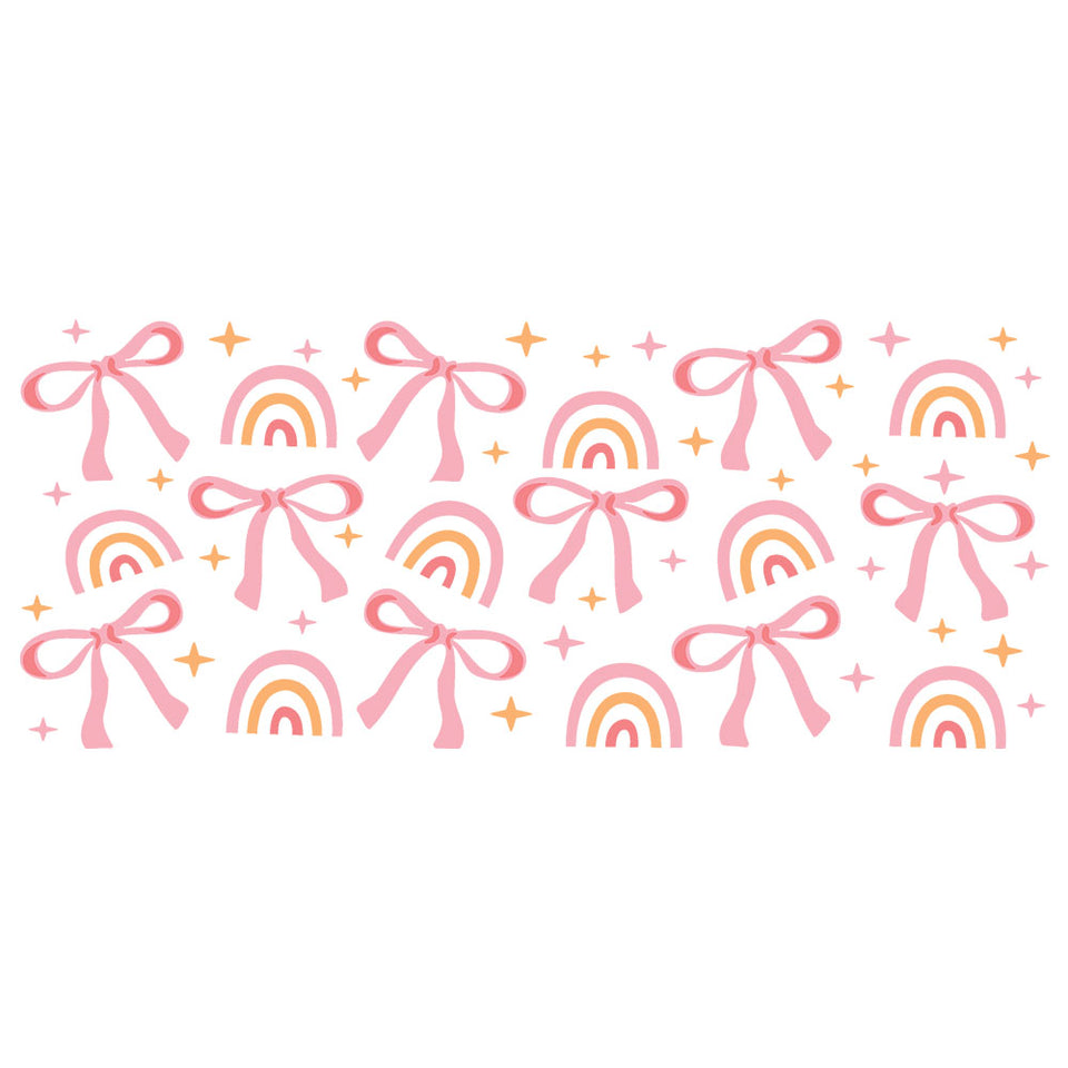 16 Oz Bows And Rainbows Cup Wrap - UV DTF Transfer