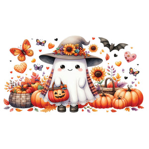 16 Oz Cute Fall Ghost Cup Wrap - UV DTF Transfer