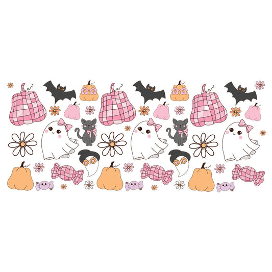 16 Oz Cute Halloween Cup Wrap - UV DTF Transfer