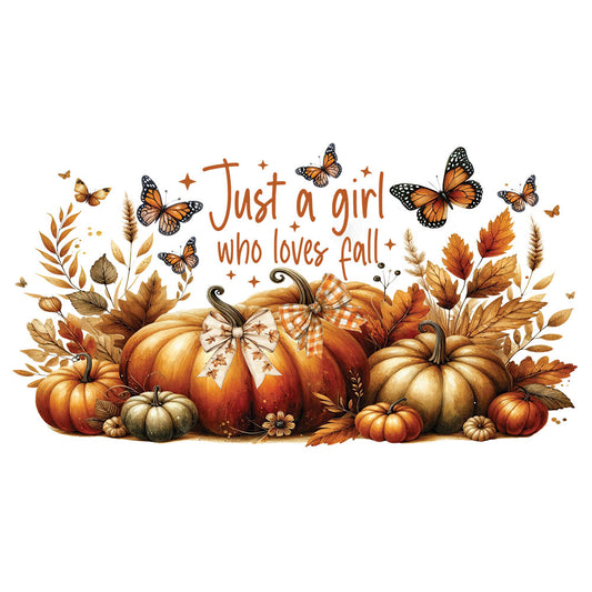 16 Oz Just A Girl Who Loves Fall Cup Wrap - UV DTF Transfer